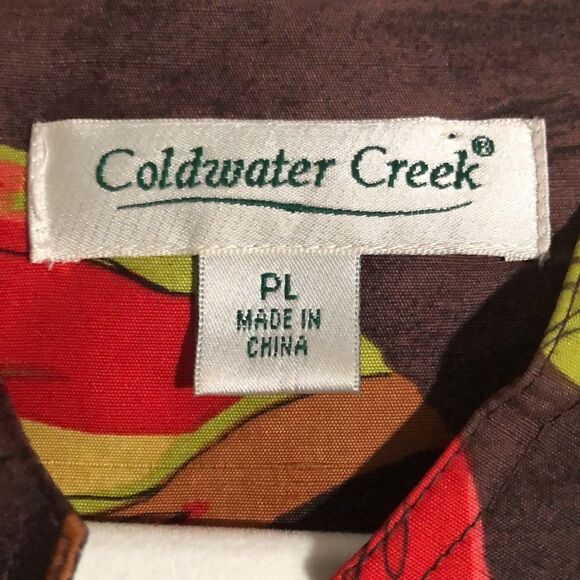 COLDWATER CREEK Size PL Open Front Floral Jacket Blazer 100% Silk Unlined - Picture 5 of 6